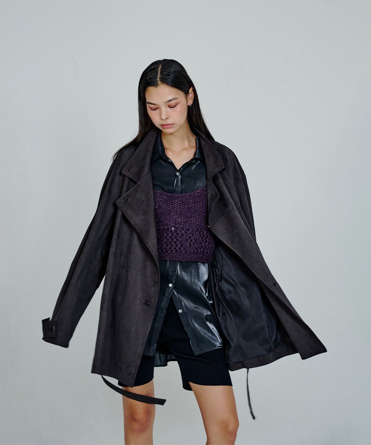 더애틋(THE AÉTUT) Suede Belted Trench Jacket_Brown
