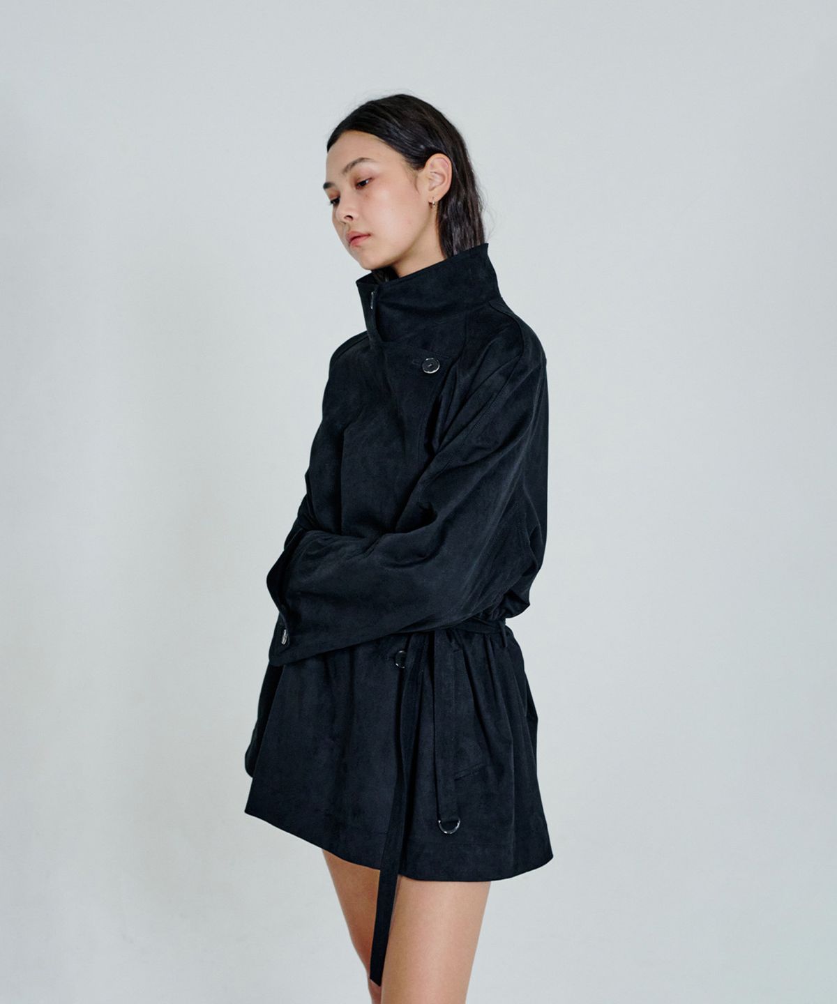 더애틋(THE AÉTUT) Suede Belted Trench Jacket_Black