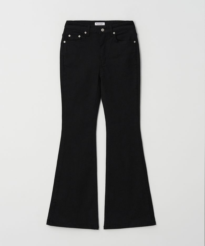 백포켓 포인트 부츠컷 코튼팬츠 기모ver.(BLACK)