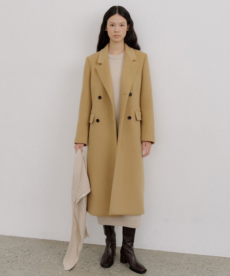 CASHMERE DOUBLE STAND LONG COAT_CAMEL