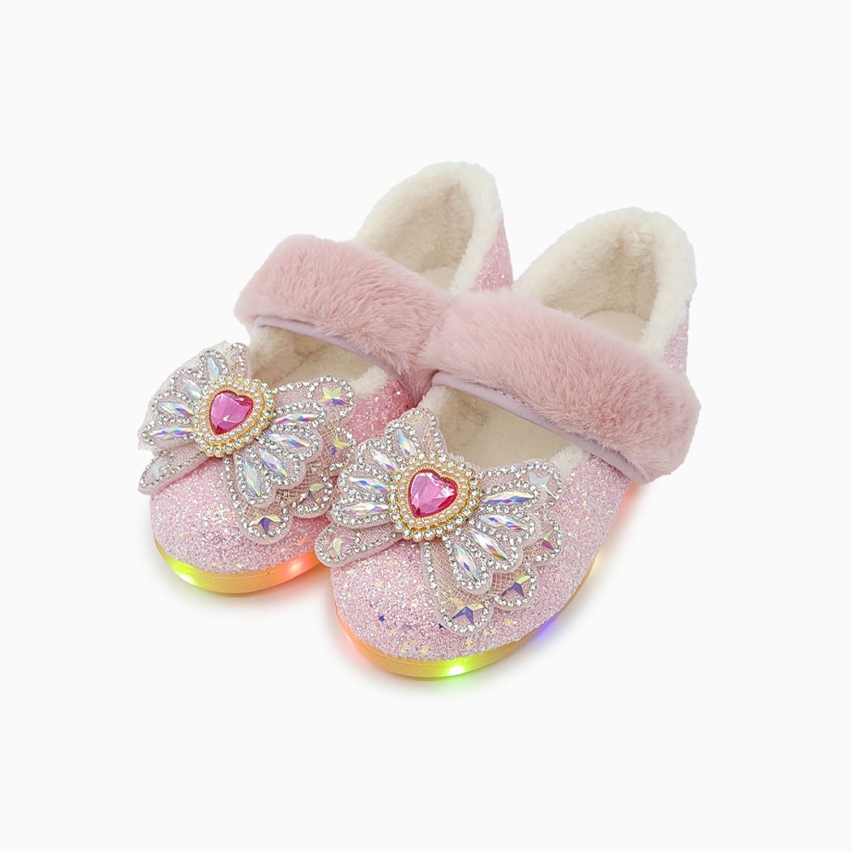 베이비솔(BABYSOLE) 폼폼슈가LED털구두