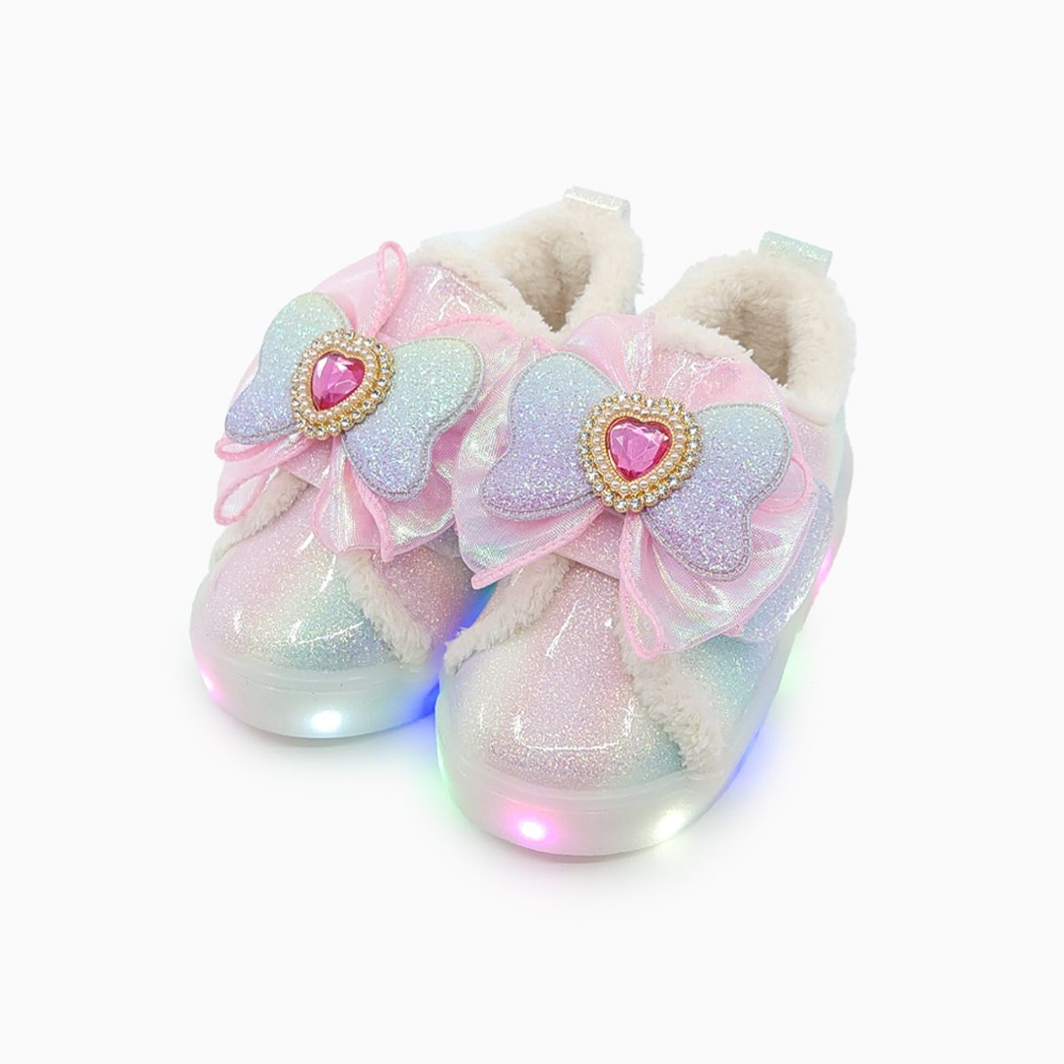 베이비솔(BABYSOLE) 폼폼엔젤LED털운동화
