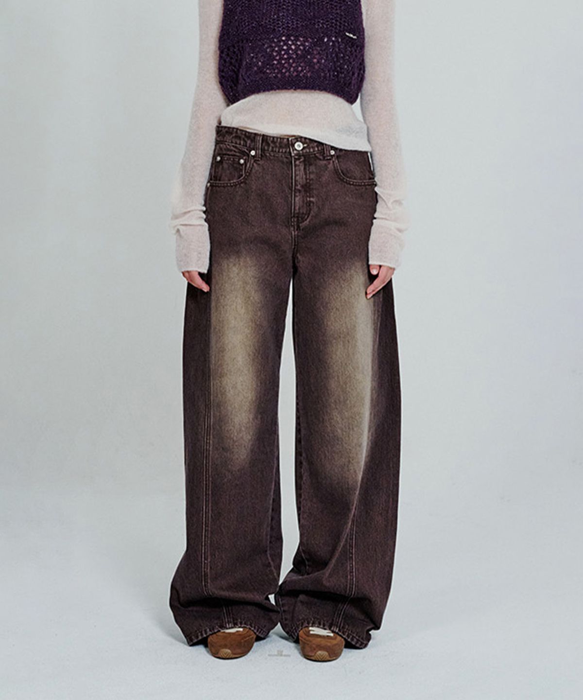 더애틋(THE AÉTUT) Side Panel Wide Denim Pants_Brown