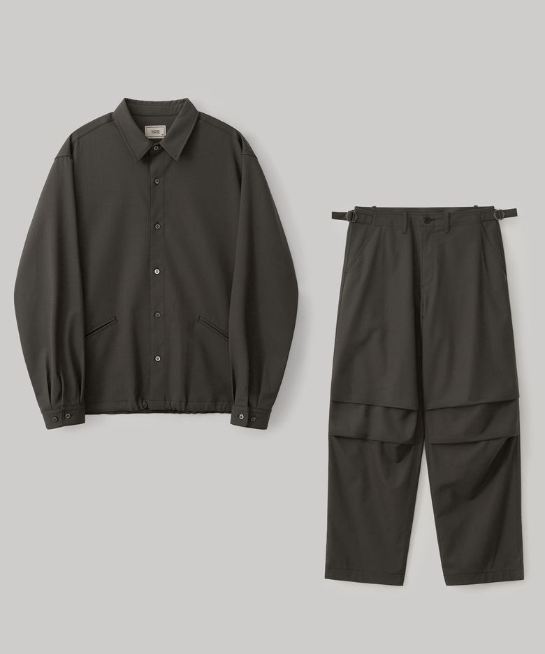 [SET] Tropical-Wool Coach Jacket Set-Up (Dark oak)