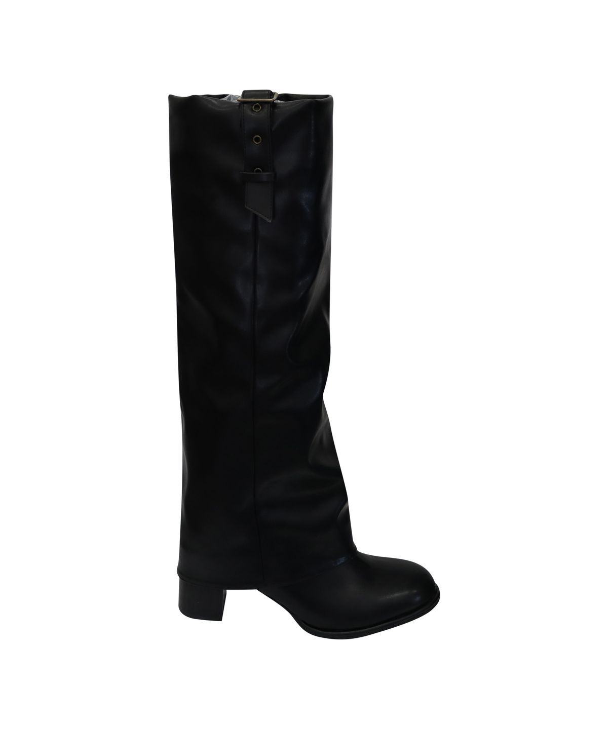 핑크파인애플(PINK PINEAPPLE) RUSTY BUCKLE TUCKED LONG BOOTS_BLACK