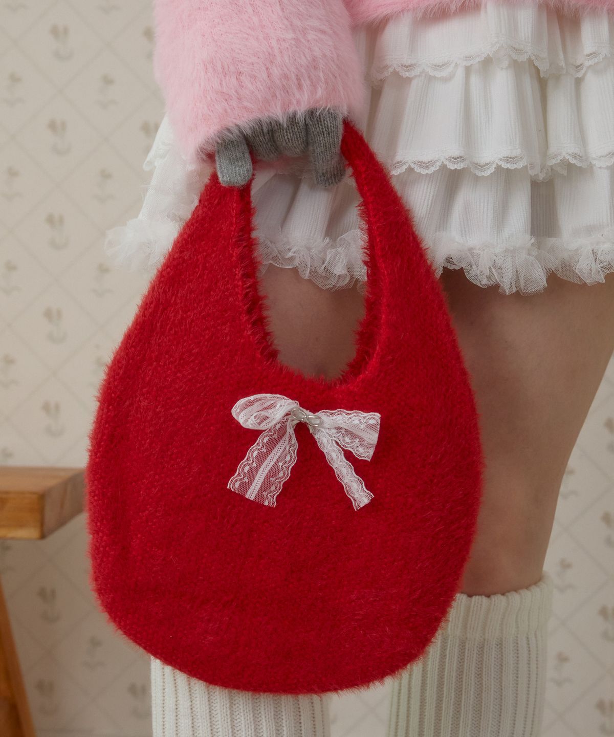 핑크파인애플(PINK PINEAPPLE) SWEET KNITTING MINI BAG_RED