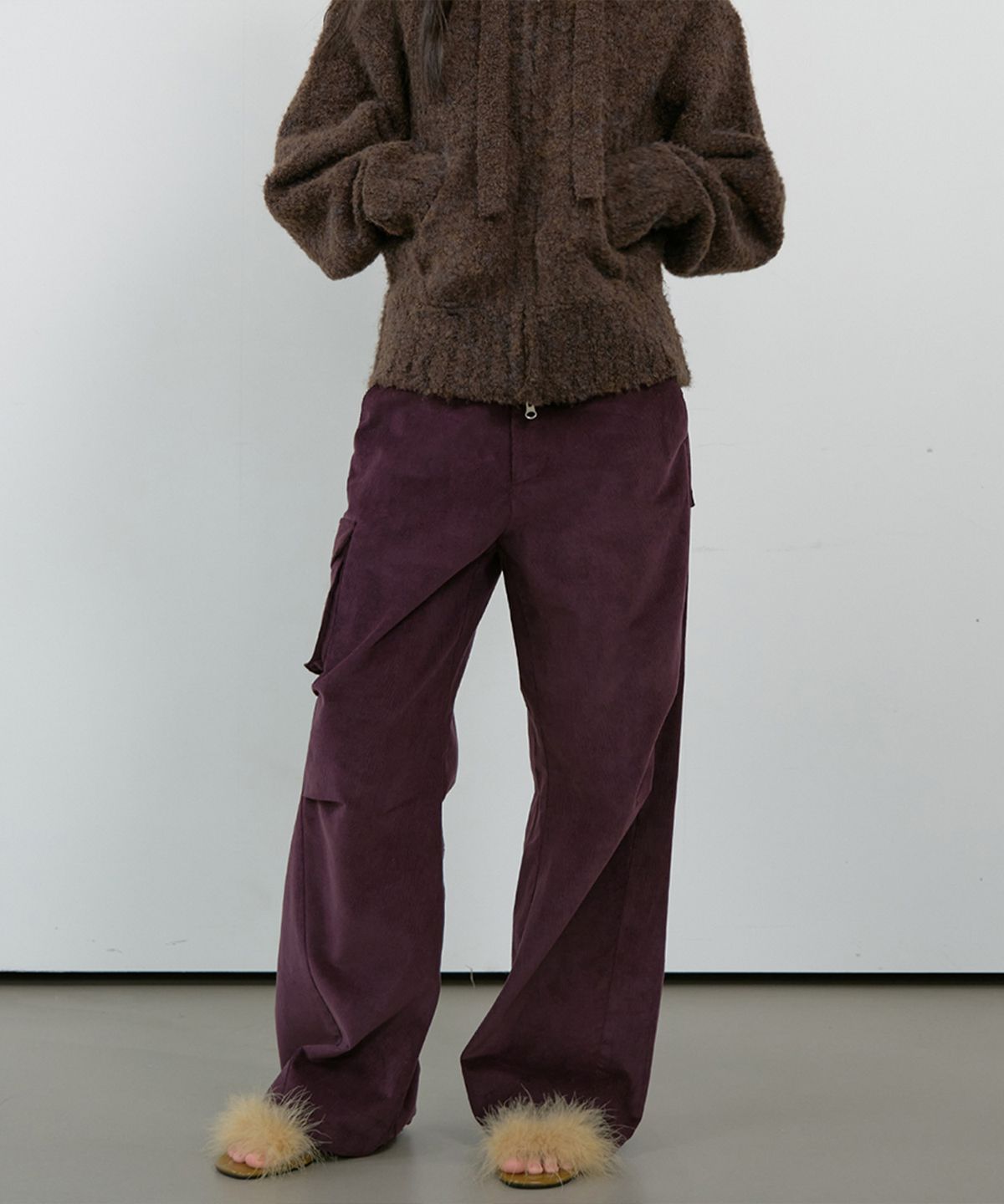 마조네(MA JOURNEE) CORDUROY CARGO PANTS_PURPLE