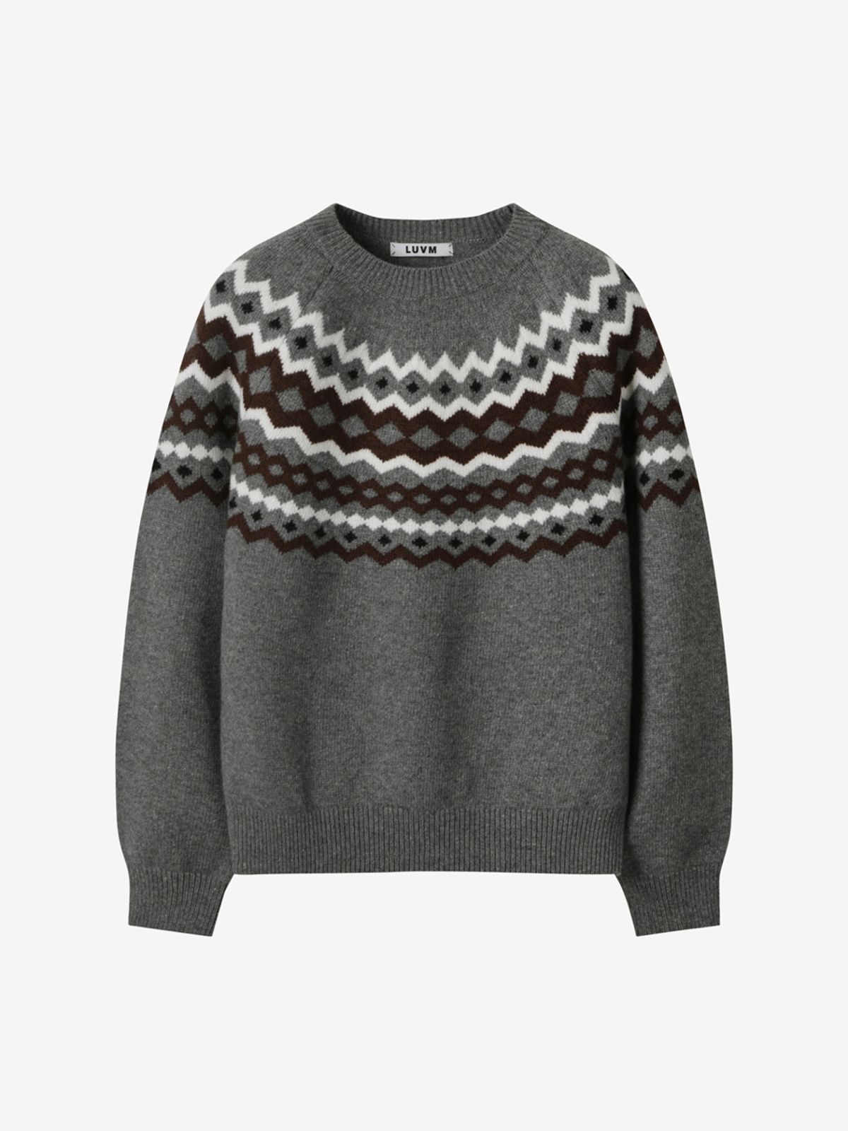 엘유브이엠(LUVM) NORDIC KNIT PULLOVER_MELANGE GRAY