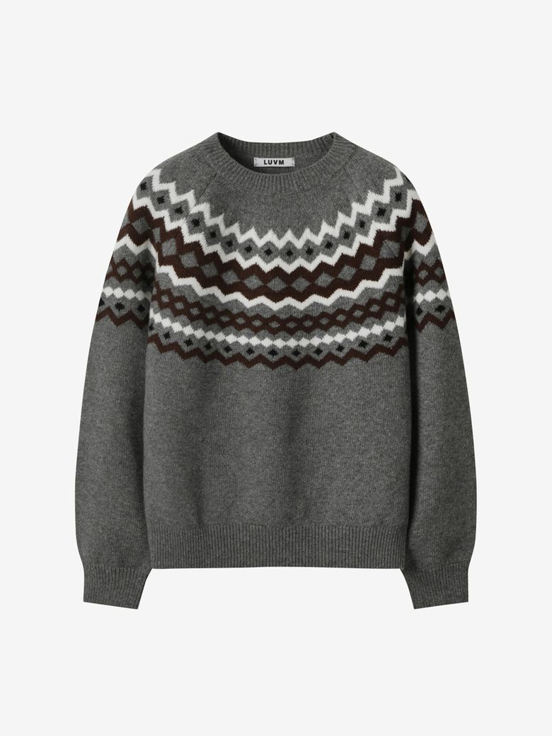 NORDIC KNIT PULLOVER_MELANGE GRAY