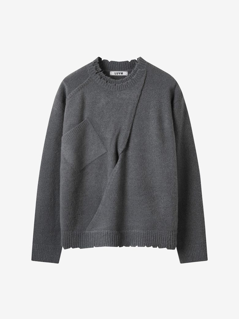 OVERSIZE KNIT PULLOVER FOR MEN_GRAY