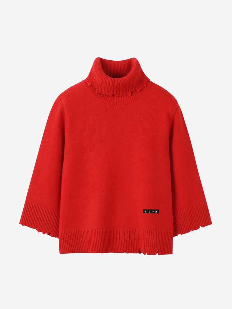 OVERSIZE HIGH-NECK PULLOVER_RED