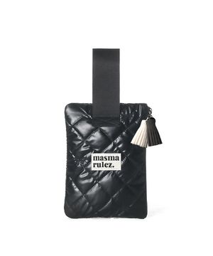 Strap pouch_Stitched ribbon quilt Black