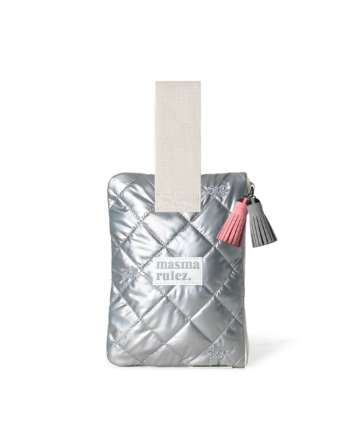 마스마룰즈(MASMARULEZ) Strap pouch_Stitched ribbon quilt Silver