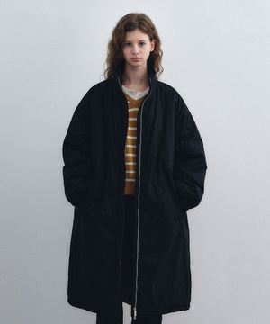 하이넥 롱 패딩 점퍼 - 블랙