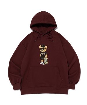 스트릿 베어 그래픽 후드 (와인)