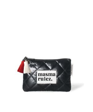 Basic pouch_Stitched ribbon quilt Black
