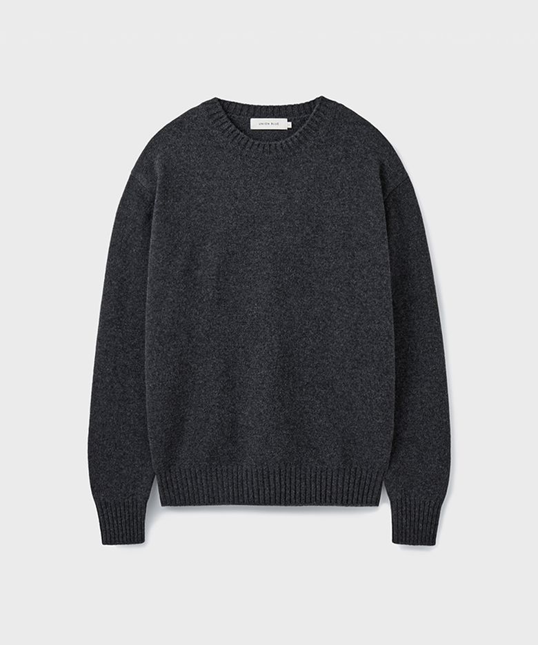 [V2] CASHMERE WOOL CREWNECK KNIT [CHARCOAL]