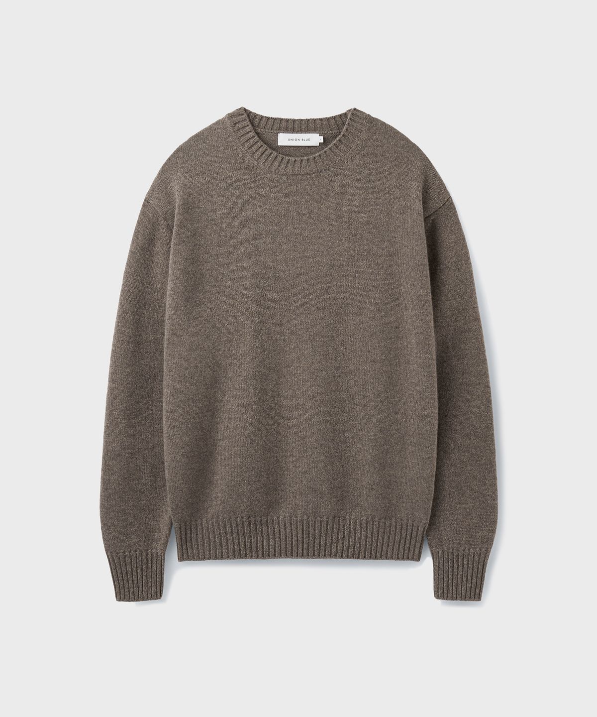 유니온블루(UNION BLUE) [V2] CASHMERE WOOL CREWNECK KNIT [MELANGE BROWN]