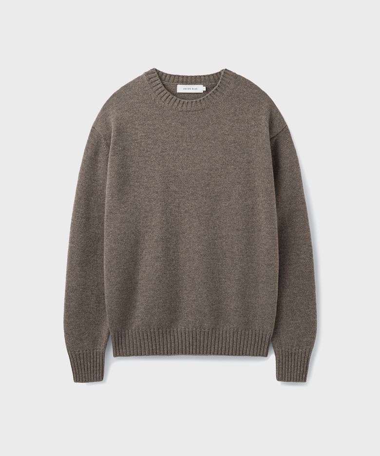 [V2] CASHMERE WOOL CREWNECK KNIT [MELANGE BROWN]