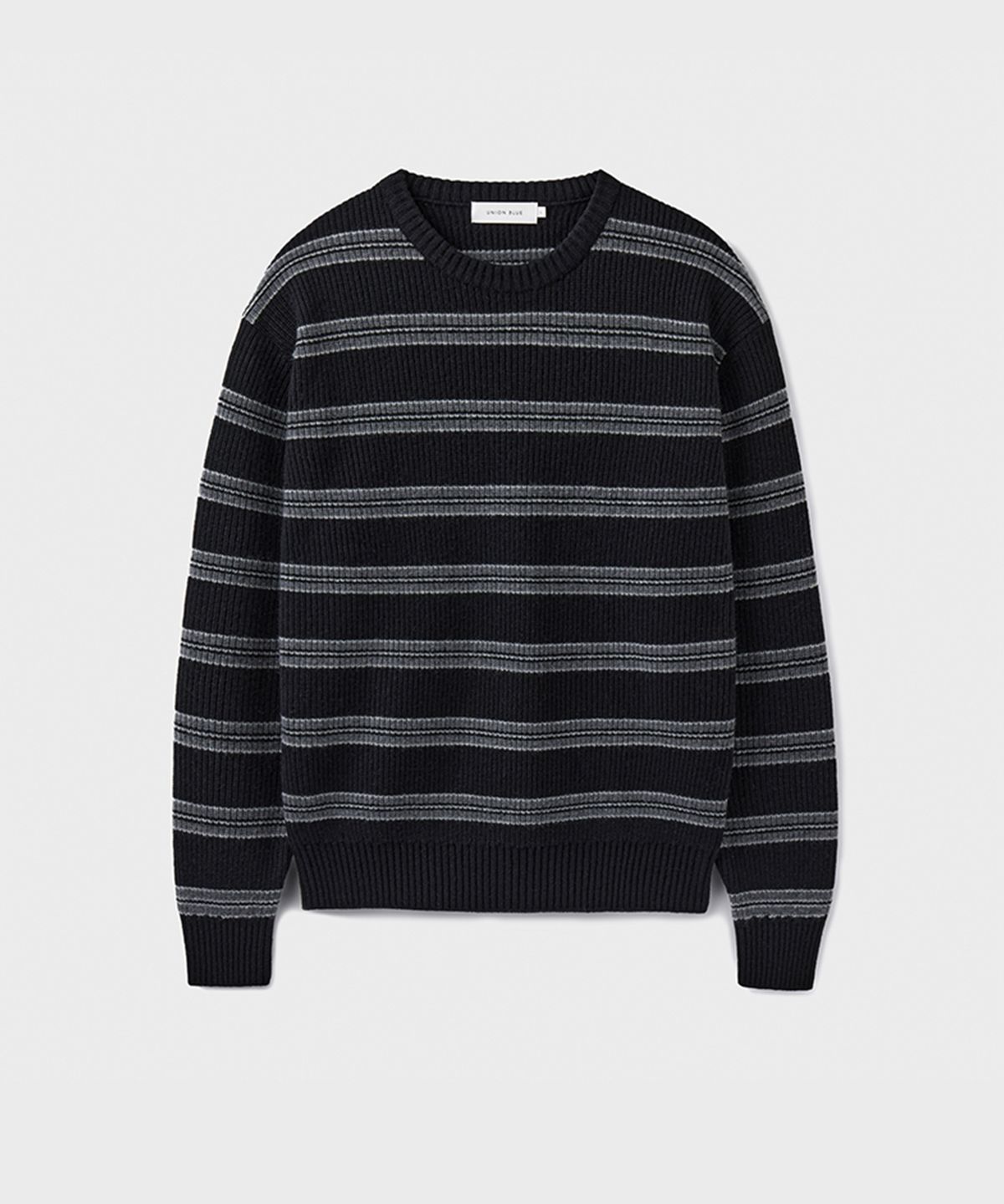 유니온블루(UNION BLUE) HARBOR STRIPE KNIT [MONOCHROME BLACK]
