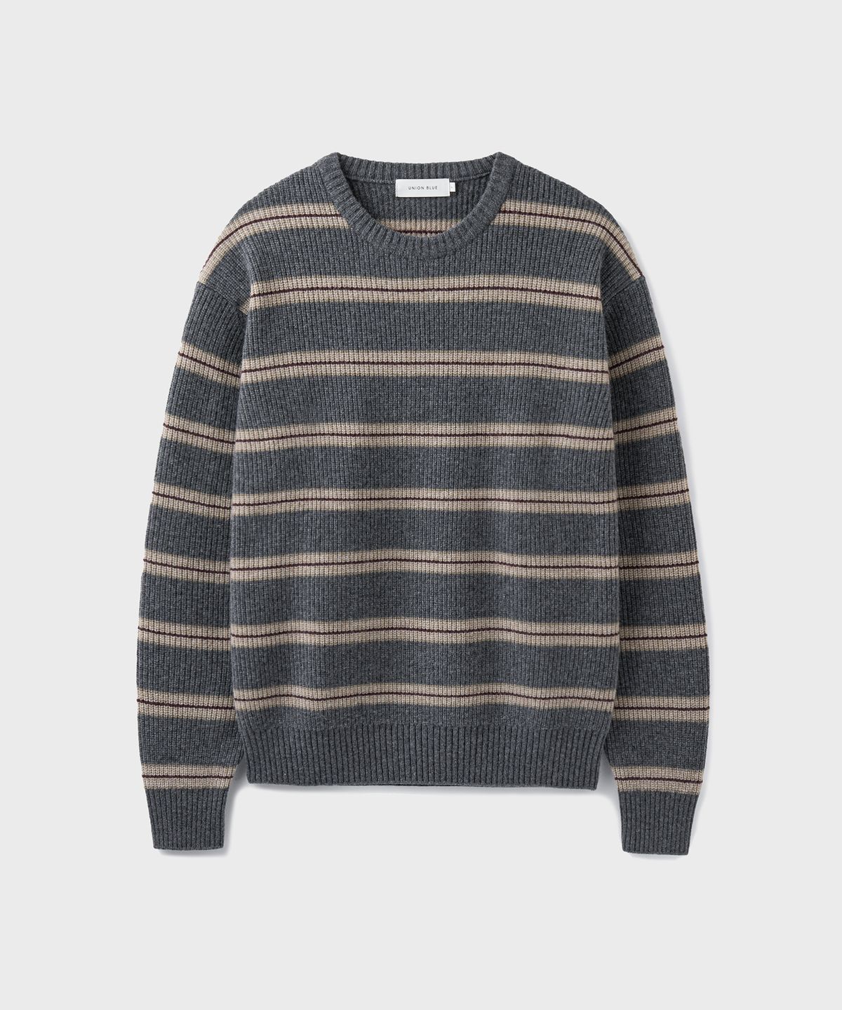 유니온블루(UNION BLUE) HARBOR STRIPE KNIT [RUSTY CHARCOAL]