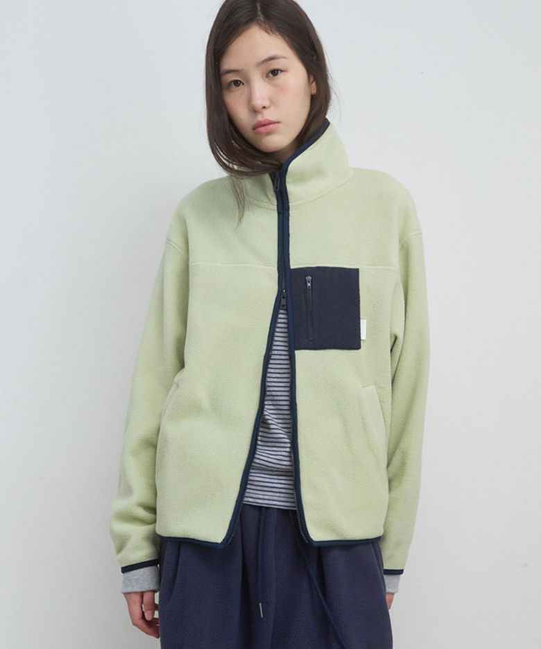 COLOR BLOCK FLEECE ZIP-UP_GREEN