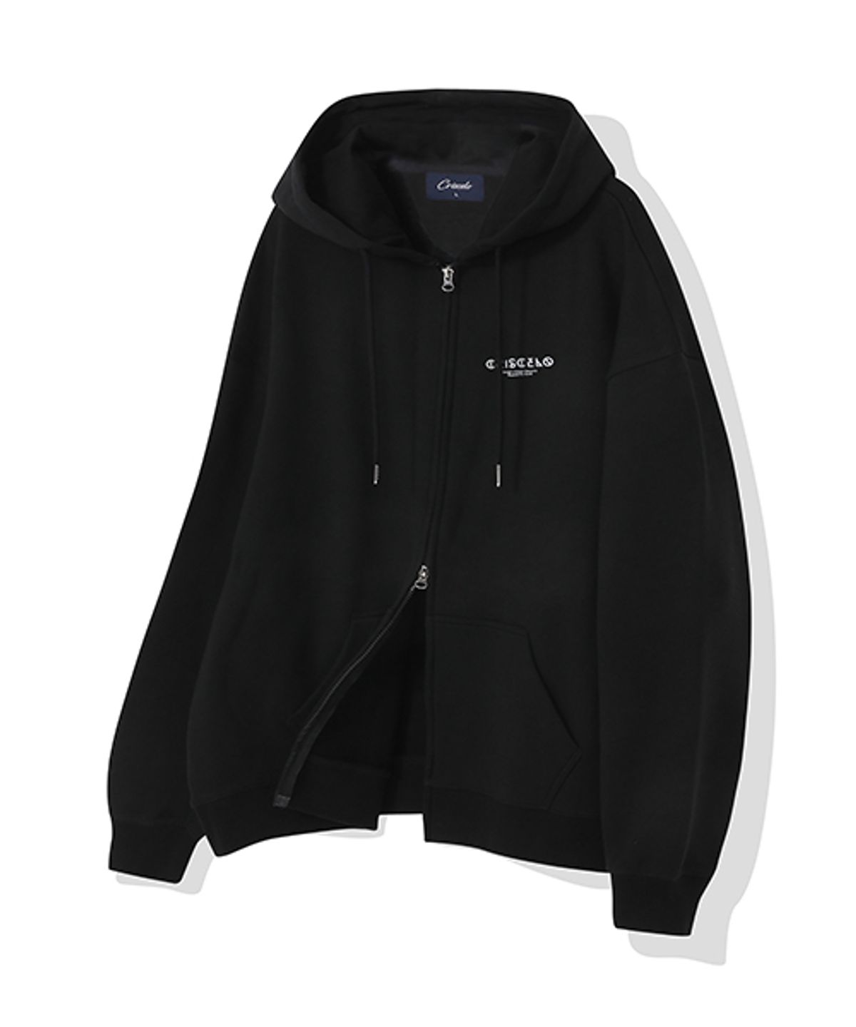 크리스첼로(CRISCELO) 시그널 로고 후드 2WAY ZIP-UP_블랙