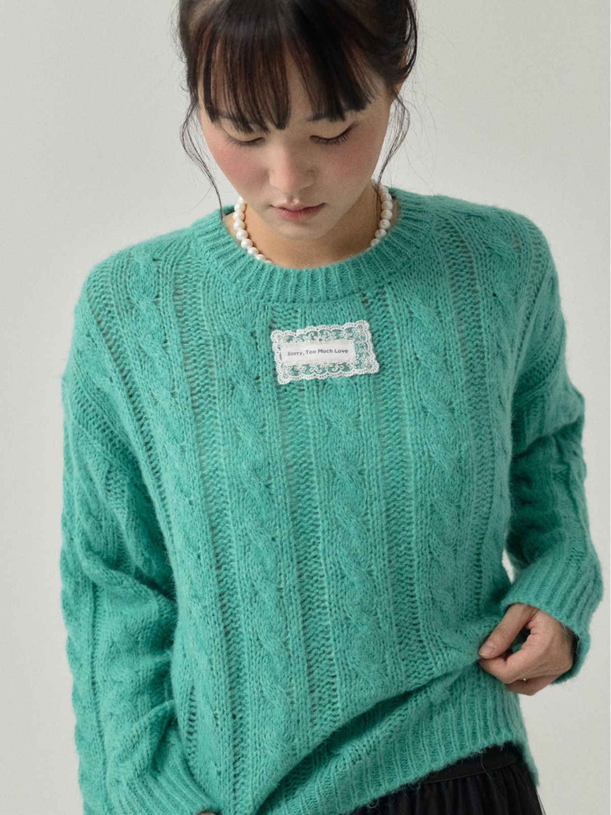 쏘리, 투 머치 러브(SORRY, TOO MUCH LOVE) Classic Cable Wool Blend Knit_Mint_Green