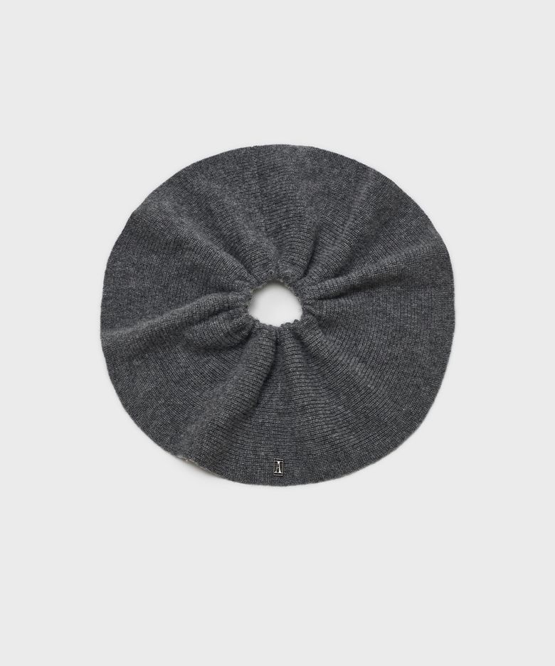 Cashmere Double Layer Knit Scrunchie_Grey