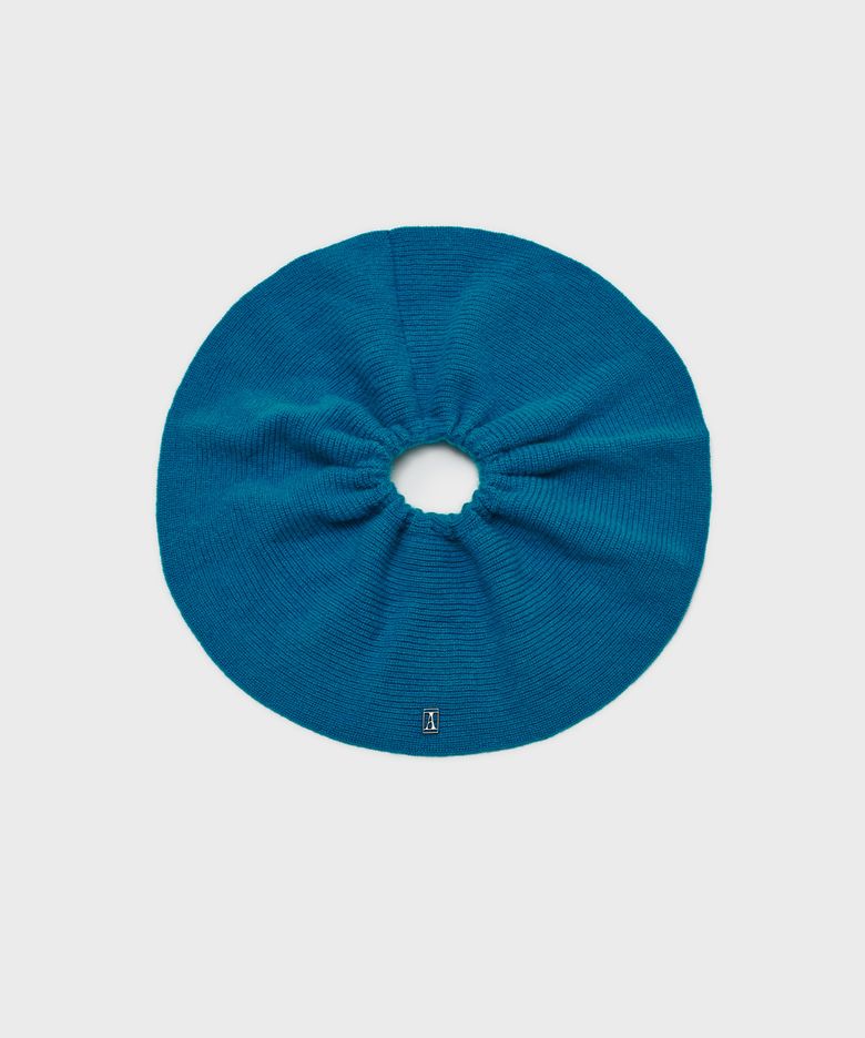 Cashmere Double Layer Knit Scrunchie_Blue