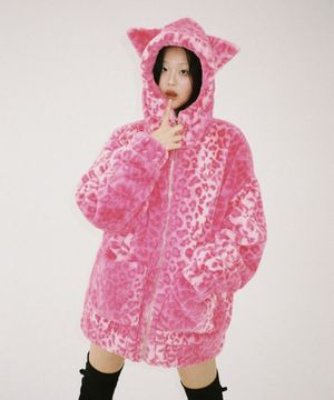 고양이 레오파드 자켓 - 핑크