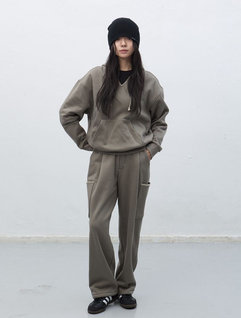 UNISEX 스티치 스웻 후드 세트 [GREY] / SBE4U51013SET