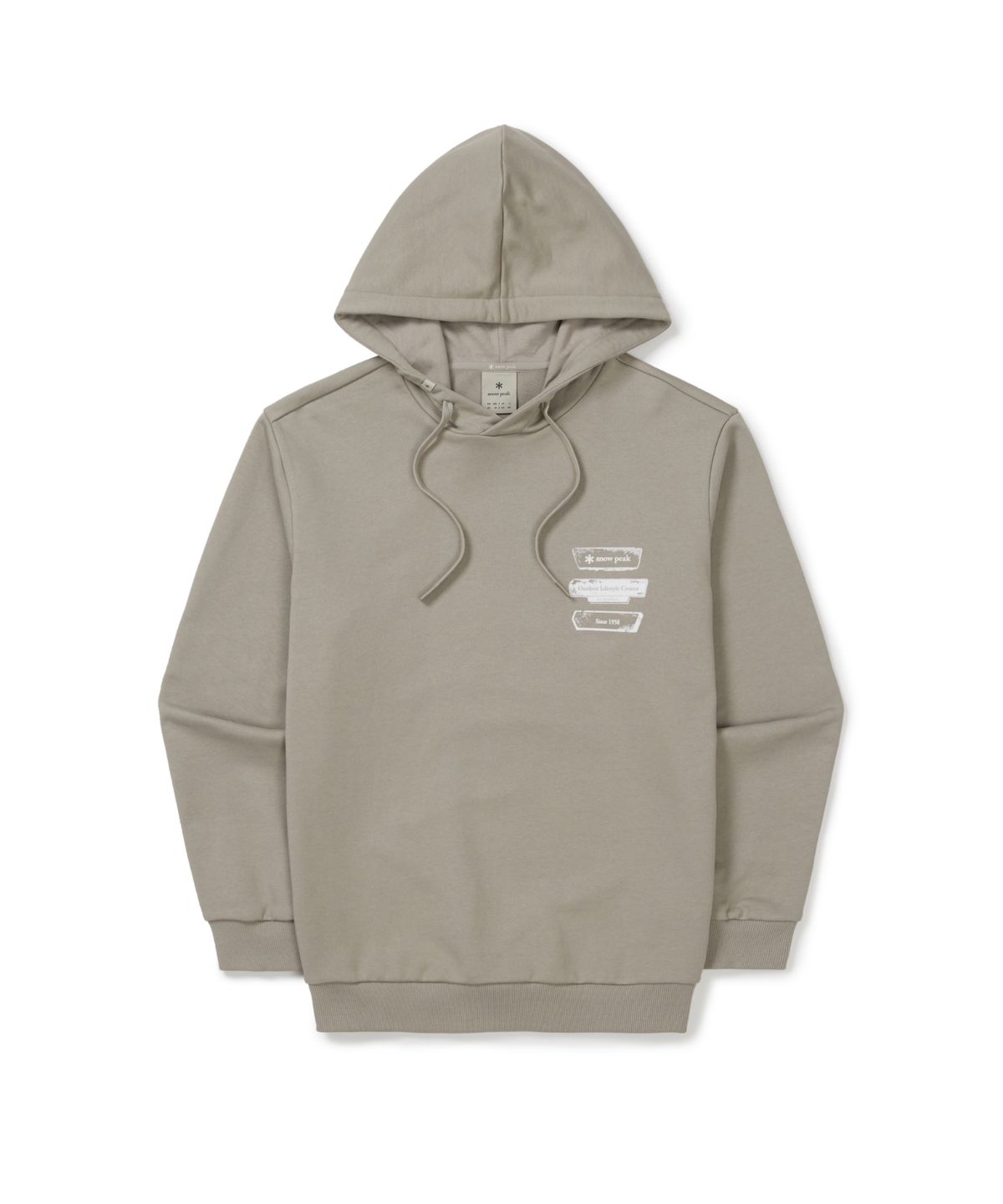 스노우피크 어패럴(SNOWPEAK APPAREL) 플로킹 로고 그래픽 후드 티셔츠 (S25FMFHD62) Fog Gray