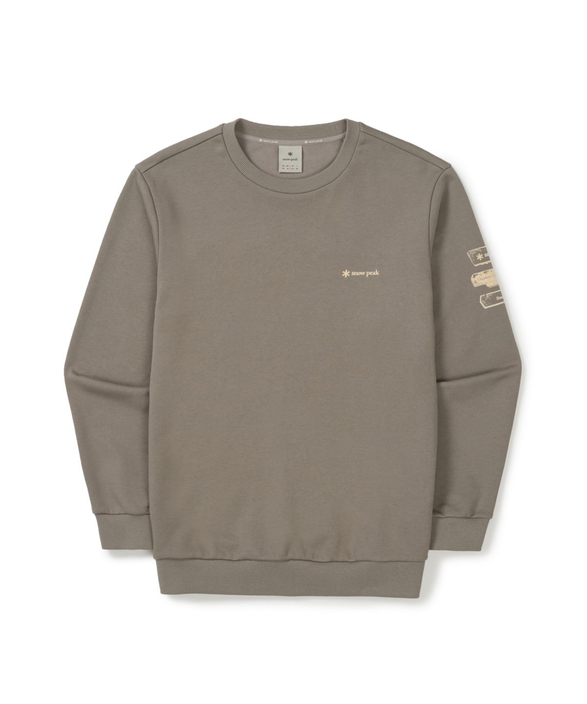 스노우피크 어패럴(SNOWPEAK APPAREL) 플로킹 로고 그래픽 맨투맨 (S25FMFHT64) Beige Gray