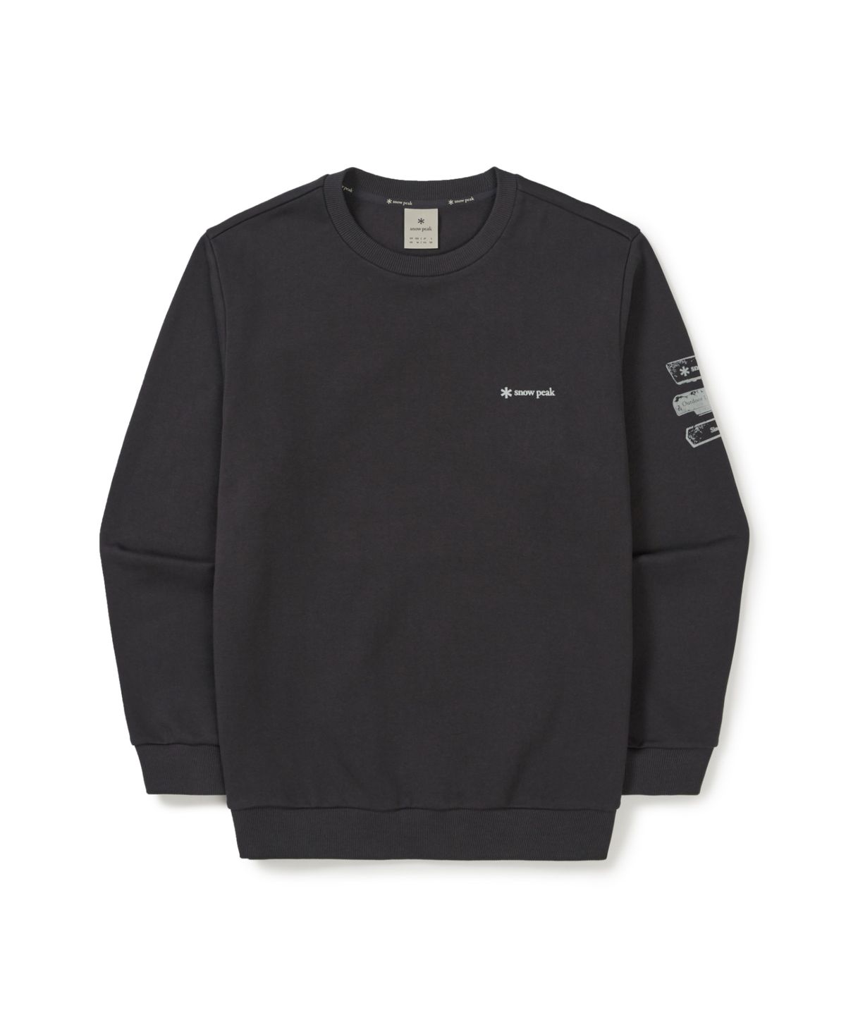 스노우피크 어패럴(SNOWPEAK APPAREL) 플로킹 로고 그래픽 맨투맨 (S25FMFHT64) Dark Charcoal