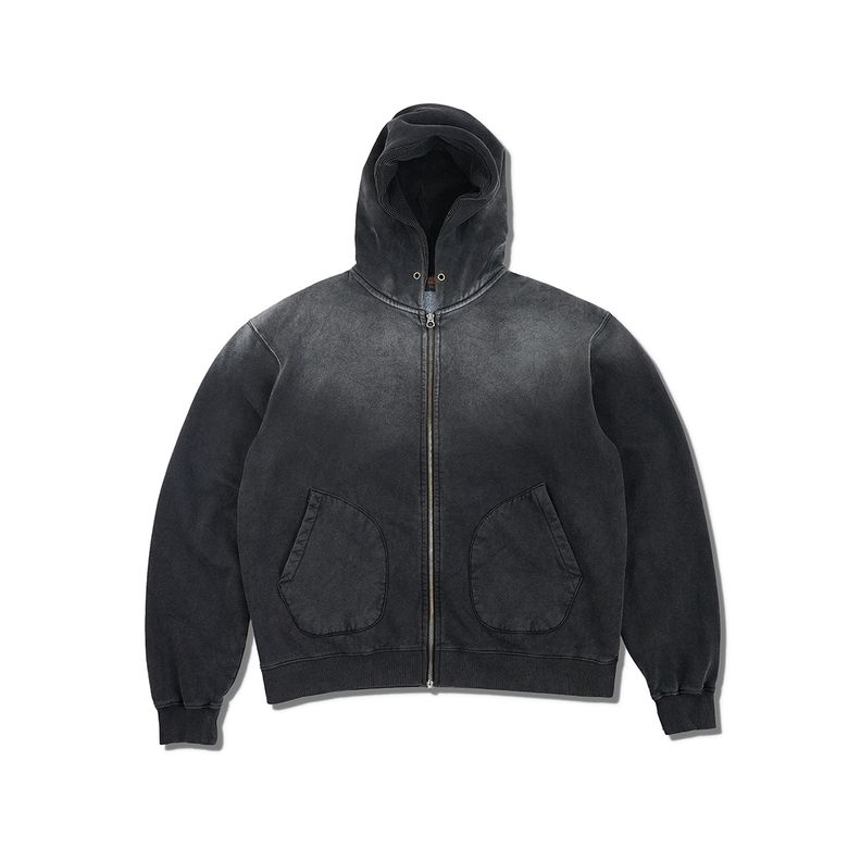 OVD THERMAL ZIP HOODIE / FADED BLACK