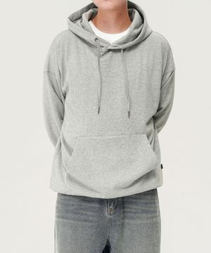 390g 헤비코튼 심플 오버핏 스웻 후드 (MELANGE GREY)