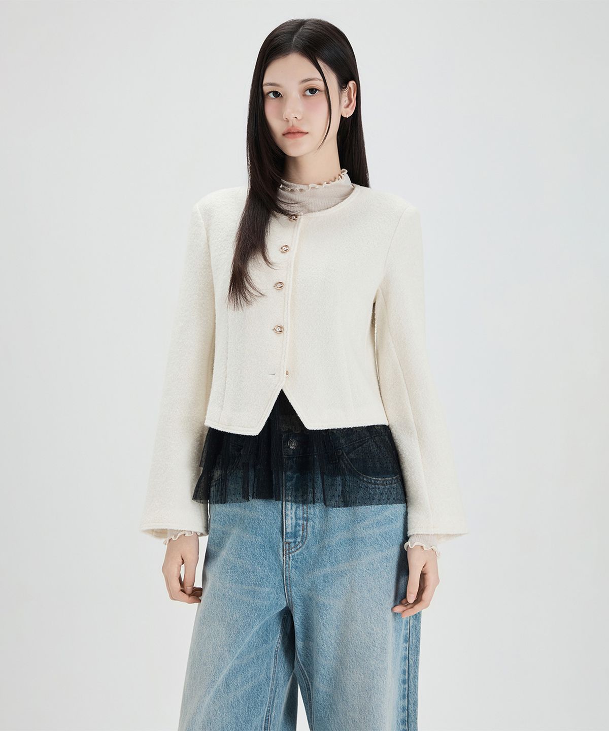 미쏘(MIXXO) 울 블랜드 자켓형 블라우스_MIWBLG101G