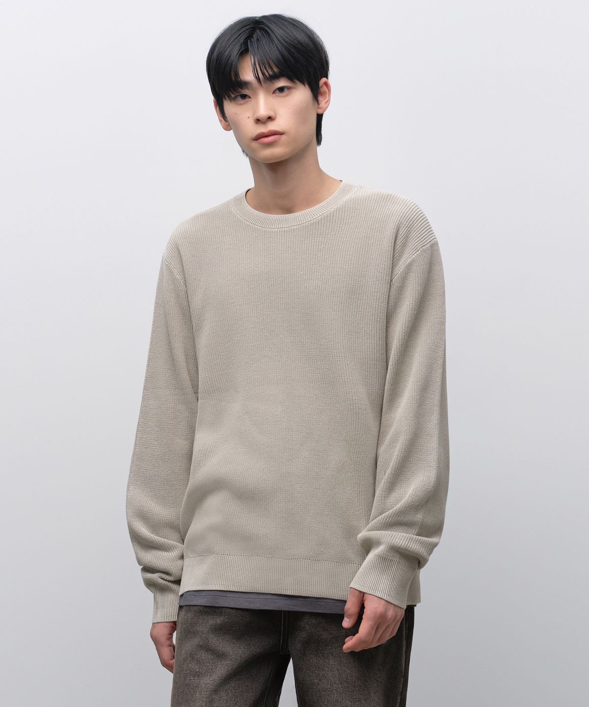 무신사 스탠다드(MUSINSA STANDARD) 피그먼트 크루 넥 니트 [더스티 베이지]