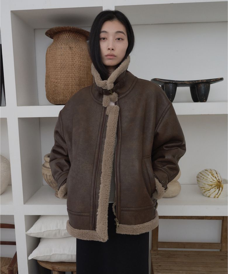 클래식 빈티지 무스탕 Brown