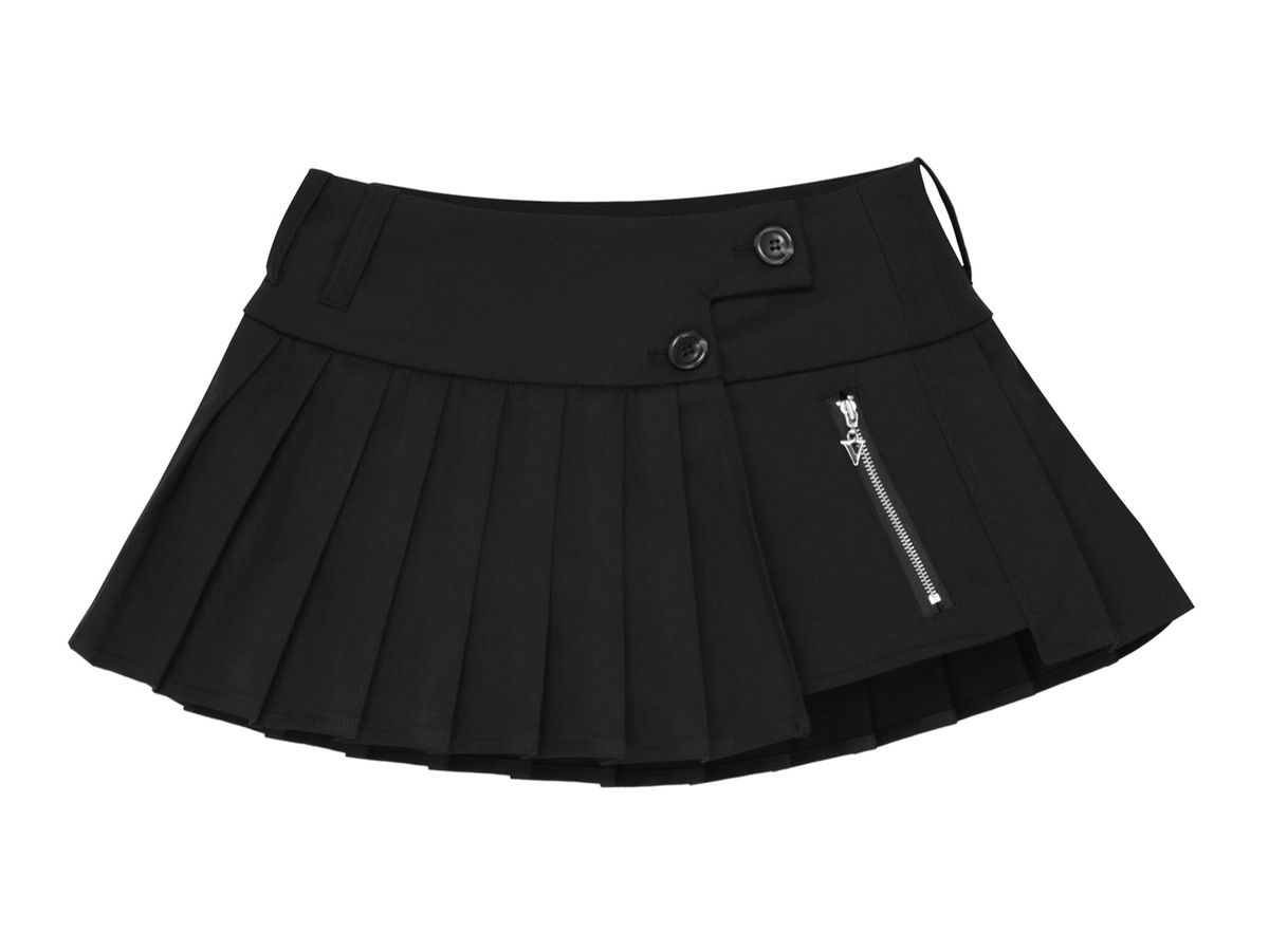 511비전(511VISION) AXIS POCKET PLEATS WRAP MINI SKIRT , BLACK