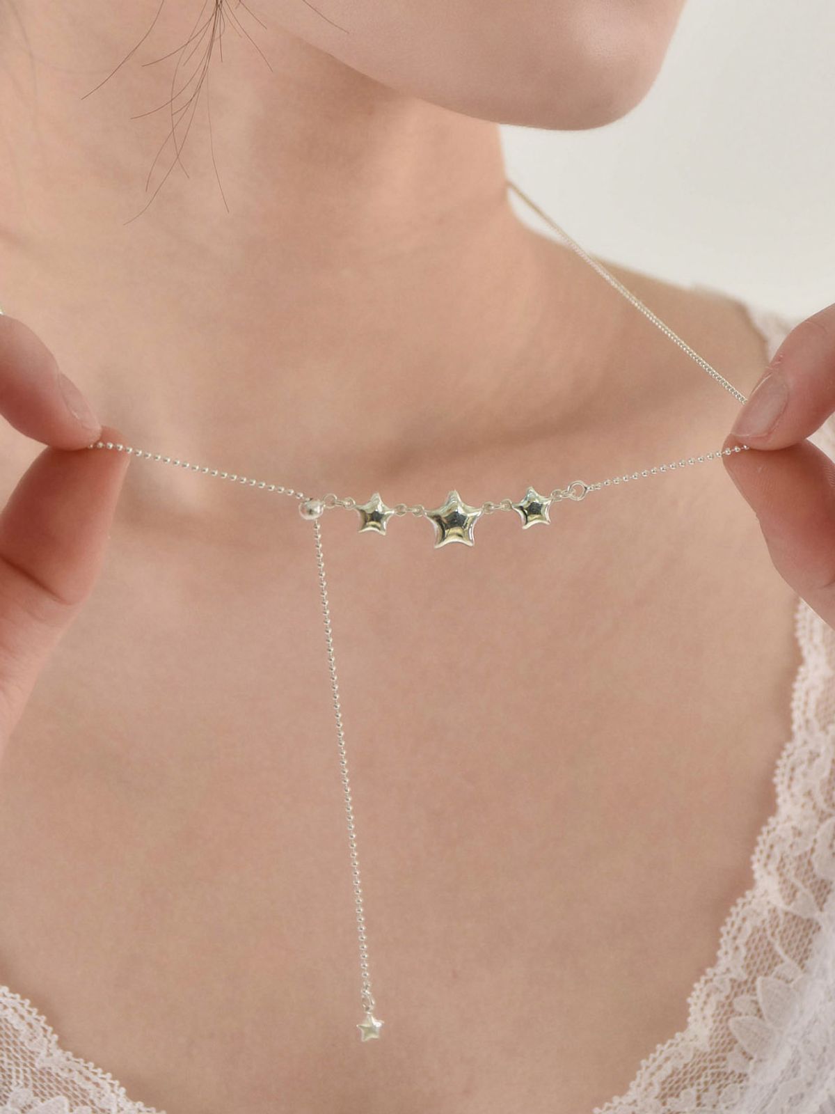 러브트릭스(LOVETRIX) silver925 3star necklace(round ver)