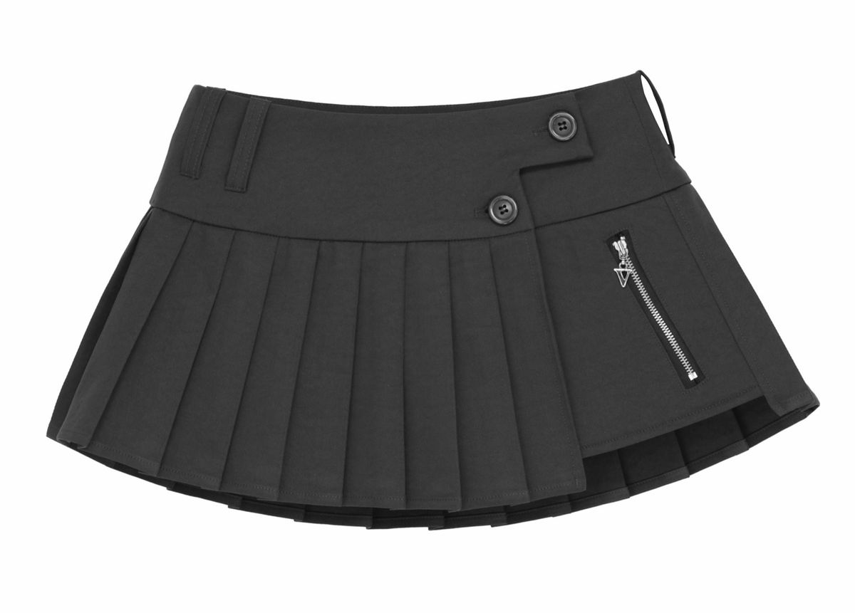511비전(511VISION) AXIS POCKET PLEATS WRAP MINI SKIRT , CHARCOAL