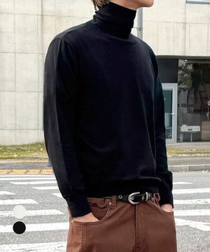 에센셜 긴목 터틀넥 텐션 폴라 니트 티셔츠 2 Color