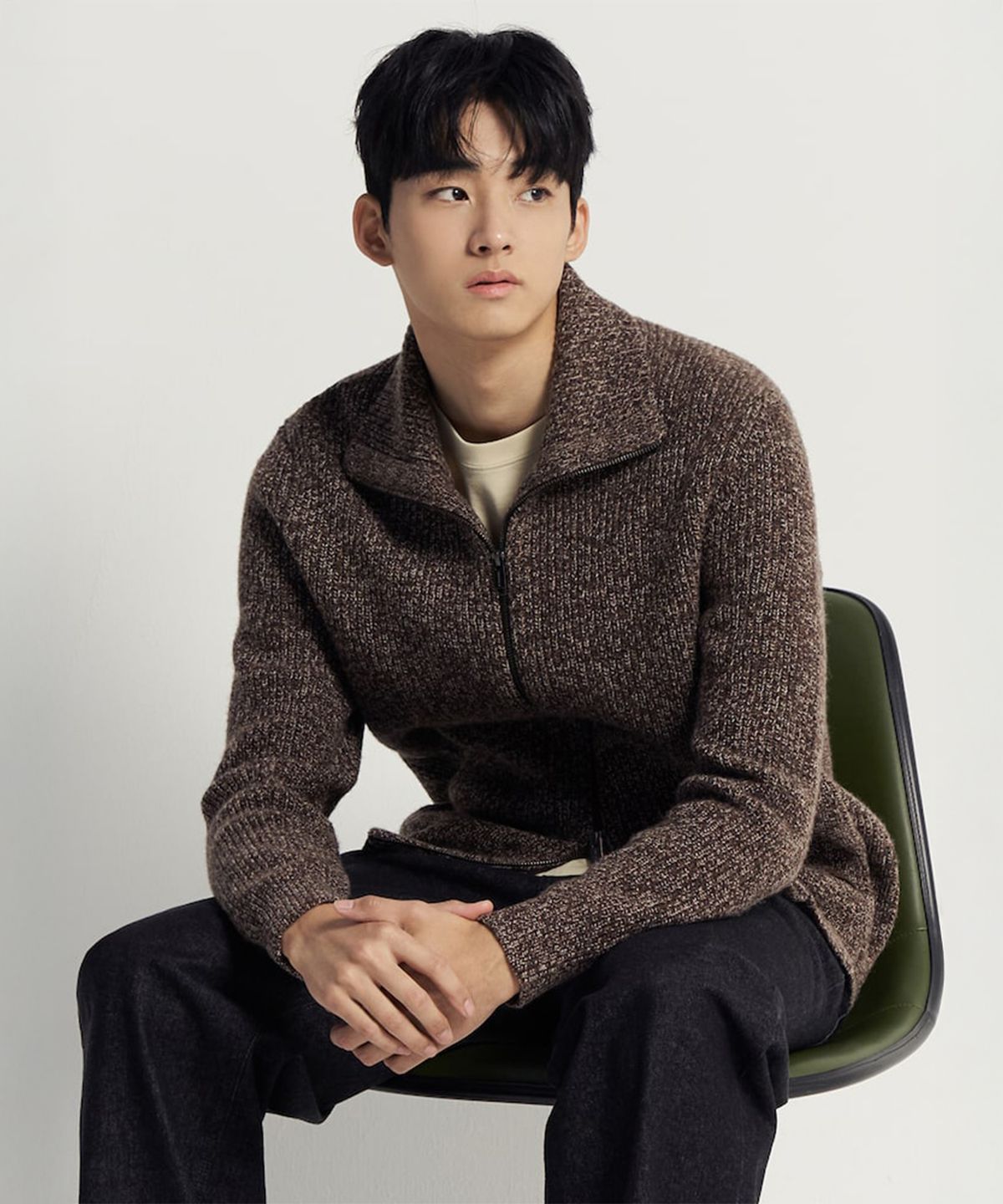 빈폴 멘(BEANPOLE MEN) 트위드 멜란지 카디건  브라운