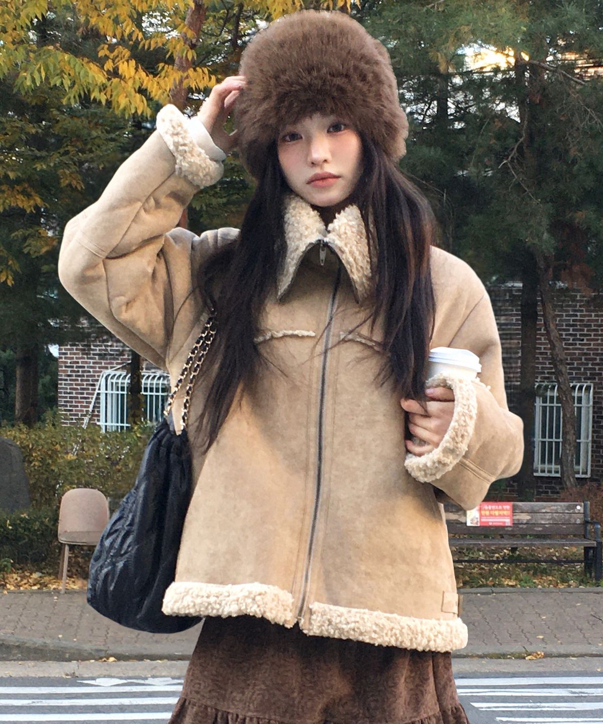 아우어노스텔지아(OURNOSTALGIA) Big Collar Westie Mustang Jumper_Brown(O25-OT08)