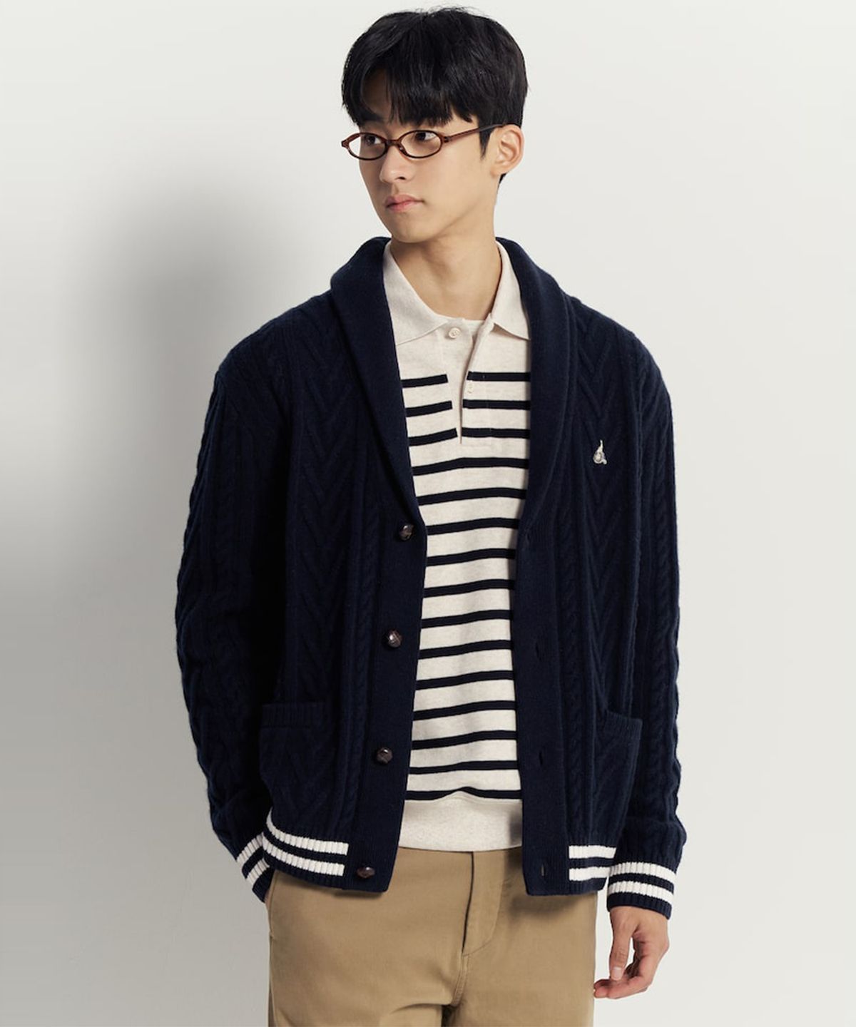 빈폴 멘(BEANPOLE MEN) 아란 숄넥 카디건  네이비