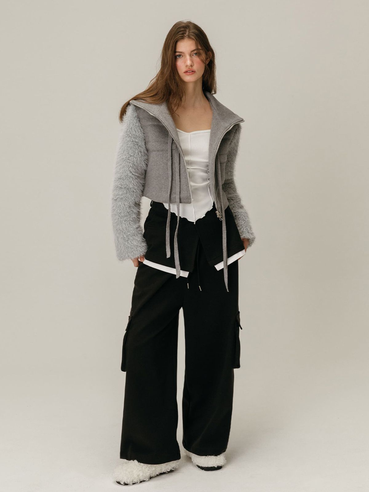 모이페어(MOIFAIRE) CARGO LAYERED SKIRT PANTS / BLACK