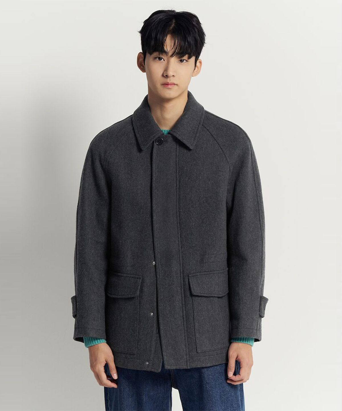 빈폴 멘(BEANPOLE MEN) 울 블렌드 숏 헌팅 코트  애쉬