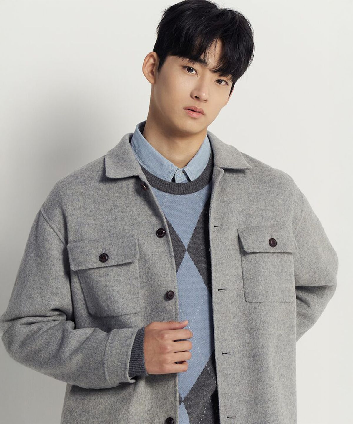 빈폴 멘(BEANPOLE MEN) 핸드메이드 아우터형 셔츠  그레이